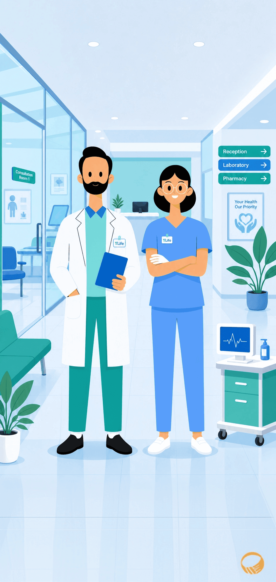 1Life doctors welcoming patients in a clinic
